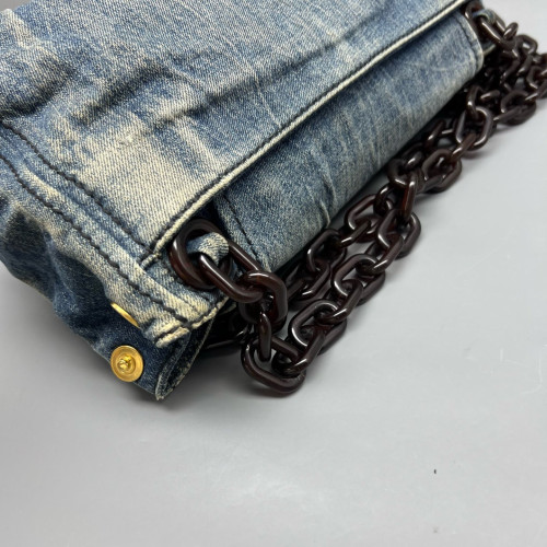 Prada Hobo Denim Resin Blue Brown Prada Hobo Denim Resin Blue Brown