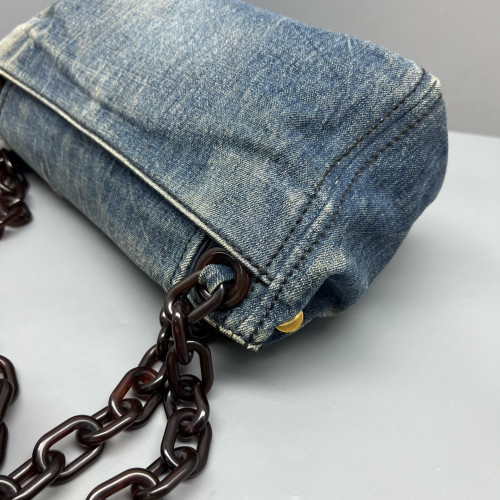 Prada Hobo Denim Resin Blue Brown Prada Hobo Denim Resin Blue Brown