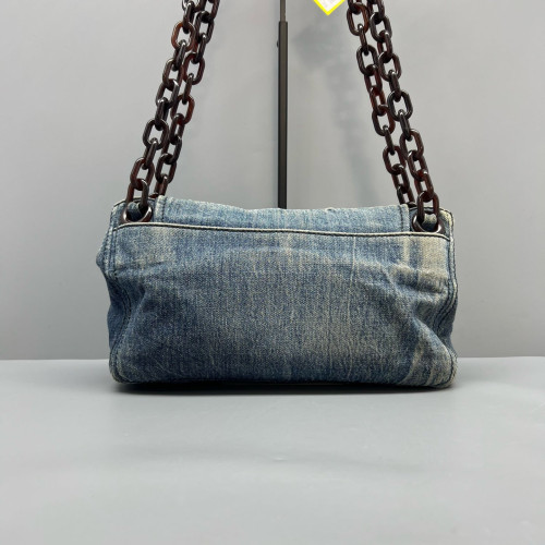 Prada Hobo Denim Resin Blue Brown Prada Hobo Denim Resin Blue Brown