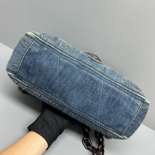 Prada Hobo Denim Resin Blue Brown Prada Hobo Denim Resin Blue Brown