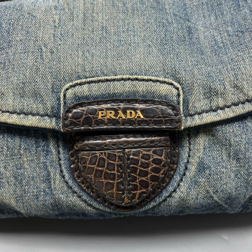 Prada Hobo Denim Resin Blue Brown Prada Hobo Denim Resin Blue Brown