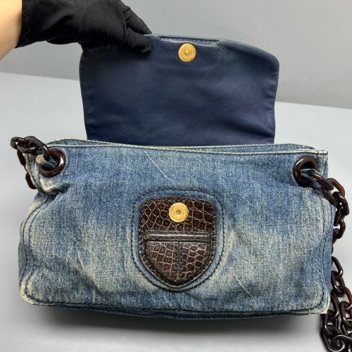 Prada Hobo Denim Resin Blue Brown Prada Hobo Denim Resin Blue Brown