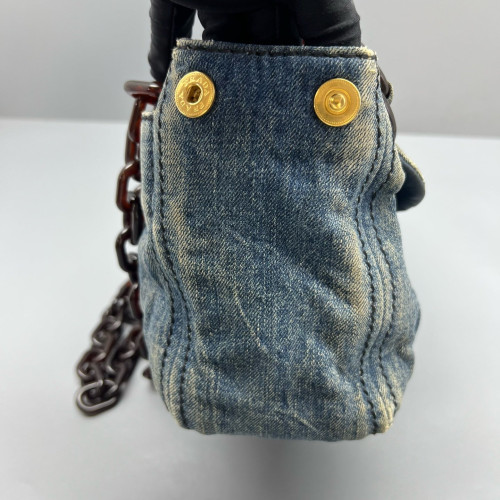 Prada Hobo Denim Resin Blue Brown Prada Hobo Denim Resin Blue Brown