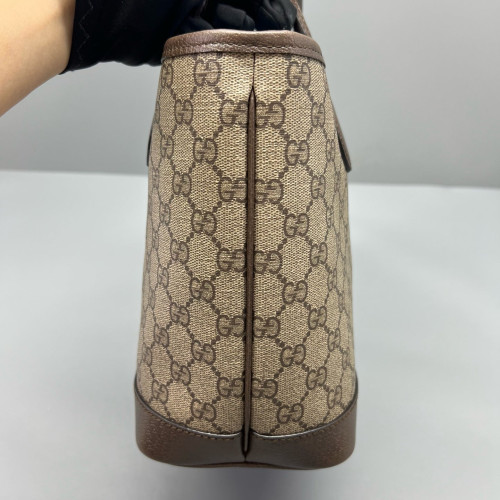 Gucci Small Interlocking G Tote GG Supreme Monogram Beige Ebony Brown Green