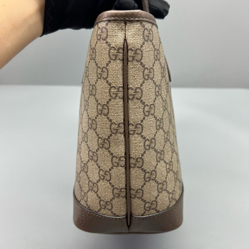 Gucci Small Interlocking G Tote GG Supreme Monogram Beige Ebony Brown Green