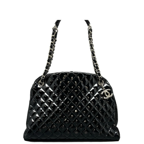 Chanel Quilted Large Just Mademoiselle Bowling Patent Calfskin Black Chanel Quilted Large Just Mademoiselle Bowling Patent Calfskin Black