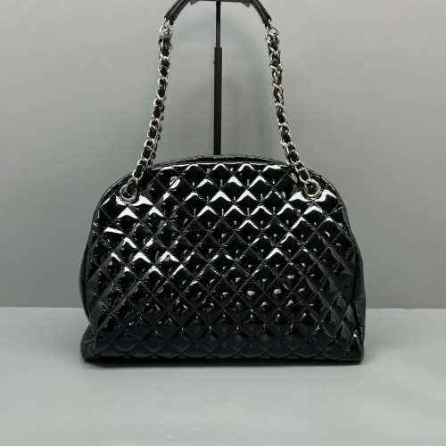 Chanel Quilted Large Just Mademoiselle Bowling Patent Calfskin Black Chanel Quilted Large Just Mademoiselle Bowling Patent Calfskin Black