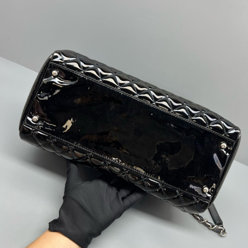 Chanel Quilted Large Just Mademoiselle Bowling Patent Calfskin Black Chanel Quilted Large Just Mademoiselle Bowling Patent Calfskin Black