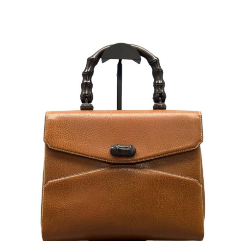 Gucci Bamboo Handbag Calfskin Tan