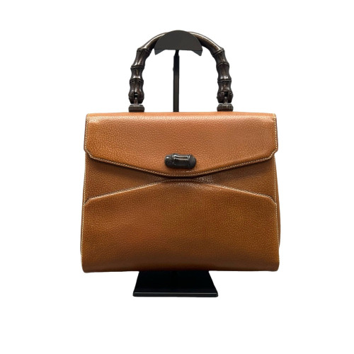 Gucci Bamboo Handbag Calfskin Tan