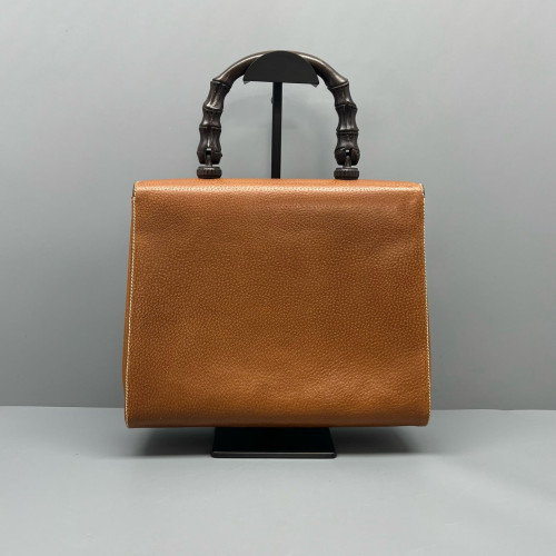 Gucci Bamboo Handbag Calfskin Tan