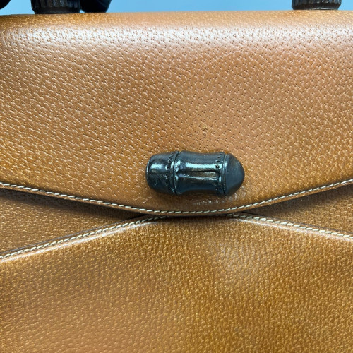 Gucci Bamboo Handbag Calfskin Tan