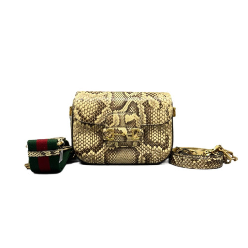 Gucci Small Horsebit 1955 Snakeskin Beige Brown