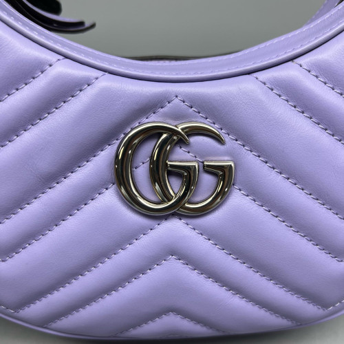 Gucci Matelasse Small GG Marmont Half Moon Hobo Calfskin Purple Gucci Matelasse Small GG Marmont Half Moon Hobo Calfskin Purple