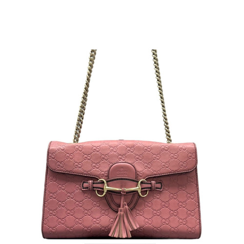 Gucci Medium Emily Chain Shoulder Bag Guccissima Pink