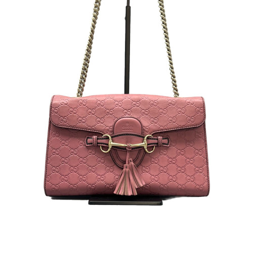 Gucci Medium Emily Chain Shoulder Bag Guccissima Pink