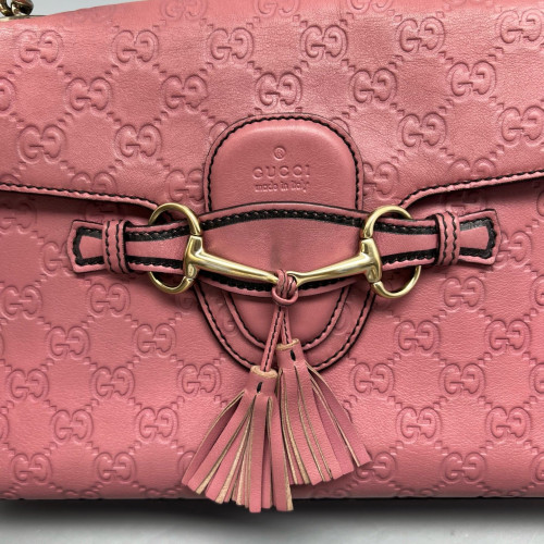 Gucci Medium Emily Chain Shoulder Bag Guccissima Pink