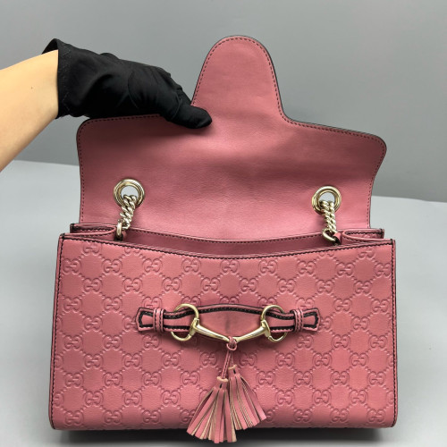 Gucci Medium Emily Chain Shoulder Bag Guccissima Pink