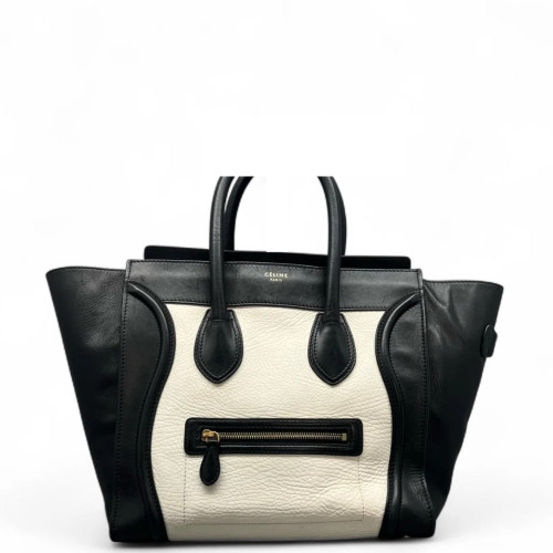Celine Mini Luggage Calfskin Black White