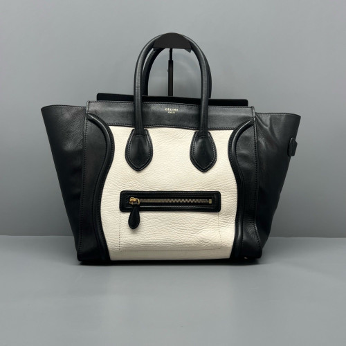 Celine Mini Luggage Calfskin Black White