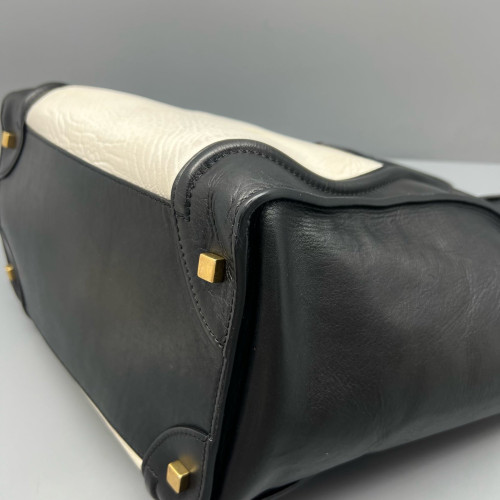 Celine Mini Luggage Calfskin Black White