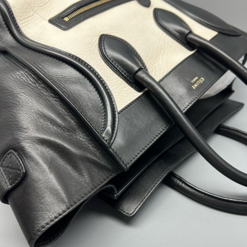 Celine Mini Luggage Calfskin Black White