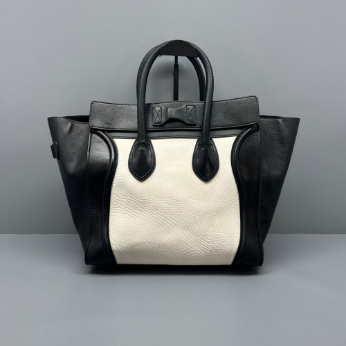 Celine Mini Luggage Calfskin Black White