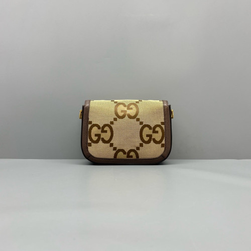 Gucci Mini Horsebit 1955 Canvas Monogram Jumbo GG Brown Beige