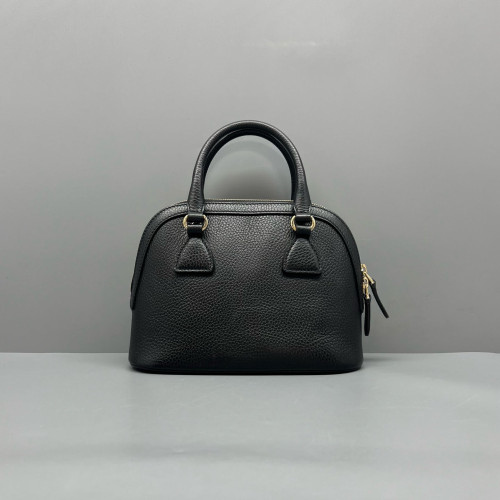 Gucci Small Gg Charm Dome Bag Grained Calfskin Black
