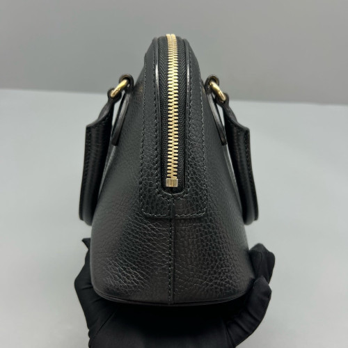 Gucci Small Gg Charm Dome Bag Grained Calfskin Black