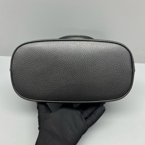 Gucci Small Gg Charm Dome Bag Grained Calfskin Black