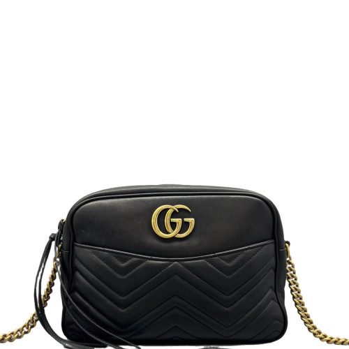 Gucci Matelasse Small GG Marmont Chain Shoulder Bag Calfskin Black Gucci Matelasse Small GG Marmont Chain Shoulder Bag Calfskin Black