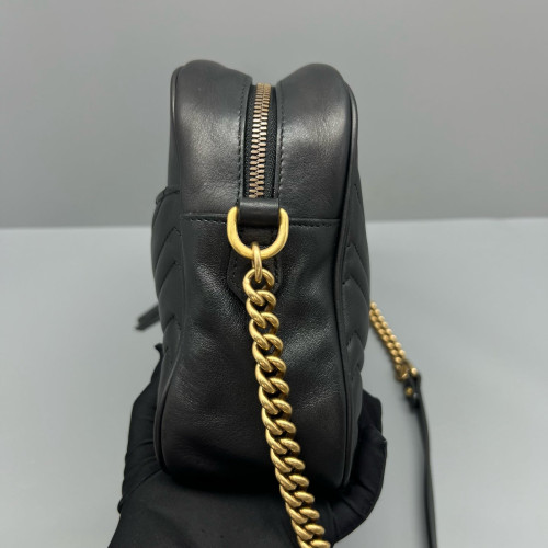 Gucci Matelasse Small GG Marmont Chain Shoulder Bag Calfskin Black Gucci Matelasse Small GG Marmont Chain Shoulder Bag Calfskin Black
