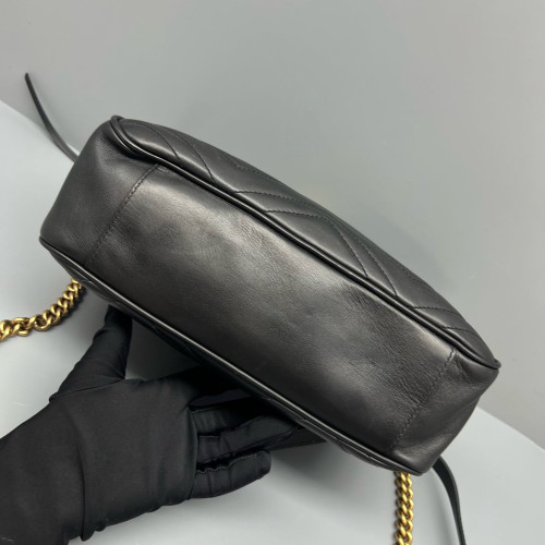 Gucci Matelasse Small GG Marmont Chain Shoulder Bag Calfskin Black Gucci Matelasse Small GG Marmont Chain Shoulder Bag Calfskin Black