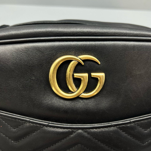 Gucci Matelasse Small GG Marmont Chain Shoulder Bag Calfskin Black Gucci Matelasse Small GG Marmont Chain Shoulder Bag Calfskin Black