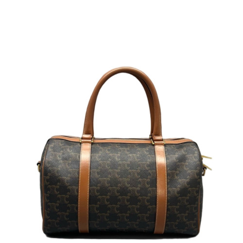 Celine Triomphe Boston Bag Triomphe Brown Black Celine Triomphe Boston Bag Triomphe Brown Black