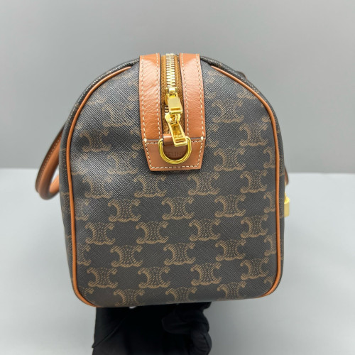 Celine Triomphe Boston Bag Triomphe Brown Black Celine Triomphe Boston Bag Triomphe Brown Black