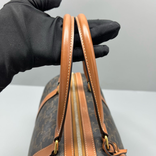 Celine Triomphe Boston Bag Triomphe Brown Black Celine Triomphe Boston Bag Triomphe Brown Black