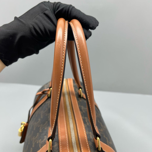 Celine Triomphe Boston Bag Triomphe Brown Black Celine Triomphe Boston Bag Triomphe Brown Black