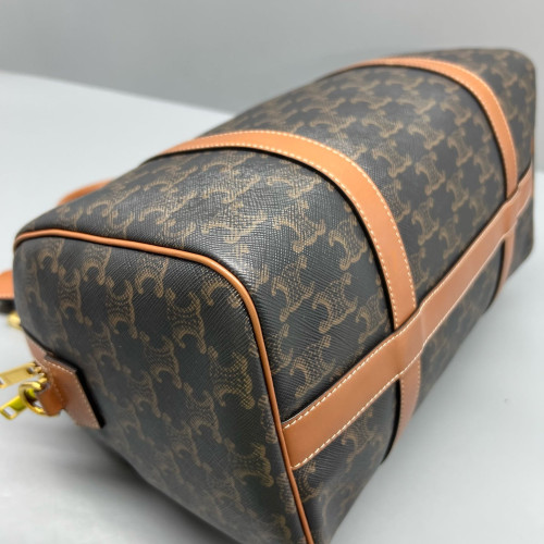 Celine Triomphe Boston Bag Triomphe Brown Black Celine Triomphe Boston Bag Triomphe Brown Black