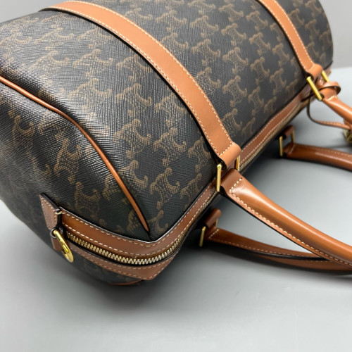 Celine Triomphe Boston Bag Triomphe Brown Black Celine Triomphe Boston Bag Triomphe Brown Black