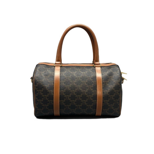Celine Triomphe Boston Bag Triomphe Brown Black Celine Triomphe Boston Bag Triomphe Brown Black