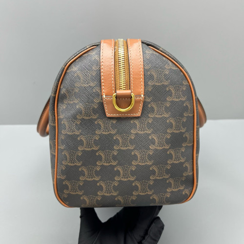 Celine Triomphe Boston Bag Triomphe Brown Black Celine Triomphe Boston Bag Triomphe Brown Black