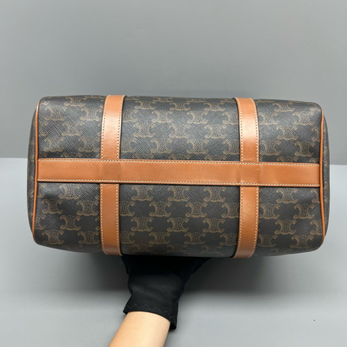 Celine Triomphe Boston Bag Triomphe Brown Black Celine Triomphe Boston Bag Triomphe Brown Black