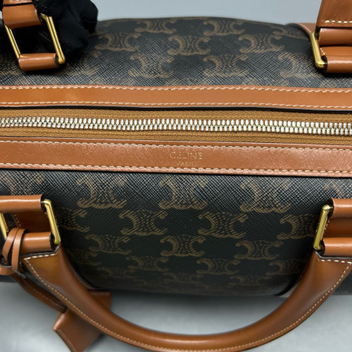 Celine Triomphe Boston Bag Triomphe Brown Black Celine Triomphe Boston Bag Triomphe Brown Black