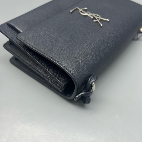 Yves Saint Laurent Medium Sunset Grained Calfskin Navy Black
