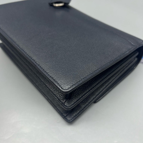 Yves Saint Laurent Medium Sunset Grained Calfskin Navy Black