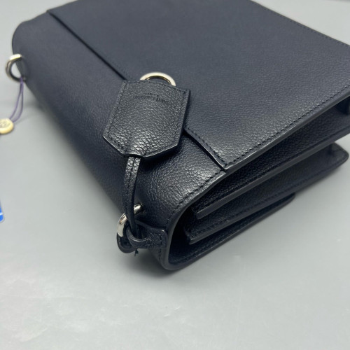 Yves Saint Laurent Medium Sunset Grained Calfskin Navy Black