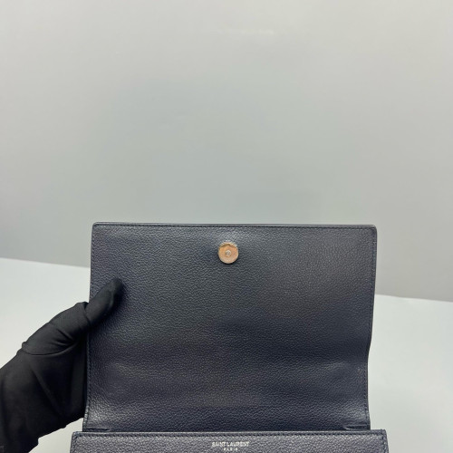 Yves Saint Laurent Medium Sunset Grained Calfskin Navy Black