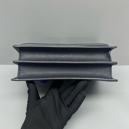 Yves Saint Laurent Medium Sunset Grained Calfskin Navy Black
